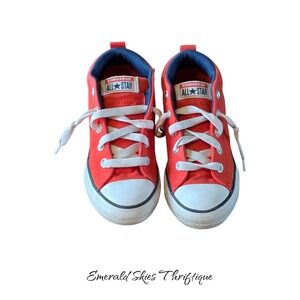 Converse Kids' Chuck Taylor All Star Street Mid Sneakers red white size 2 jr